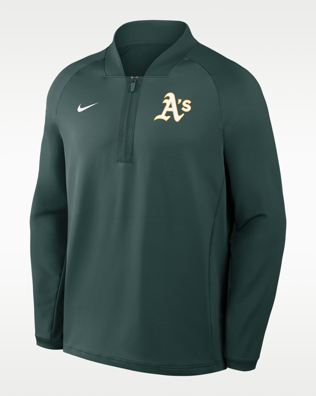 Athletics Authentic Collection Men's Nike Dri-FIT MLB 1/2-Zip Long-Sleeve Top - Pro Green