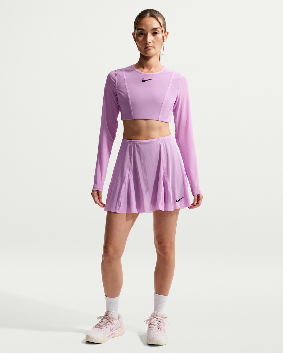 NikeCourt Slam Women's High-Waisted Tennis Skirt - Light Magenta/Tattoo/Black