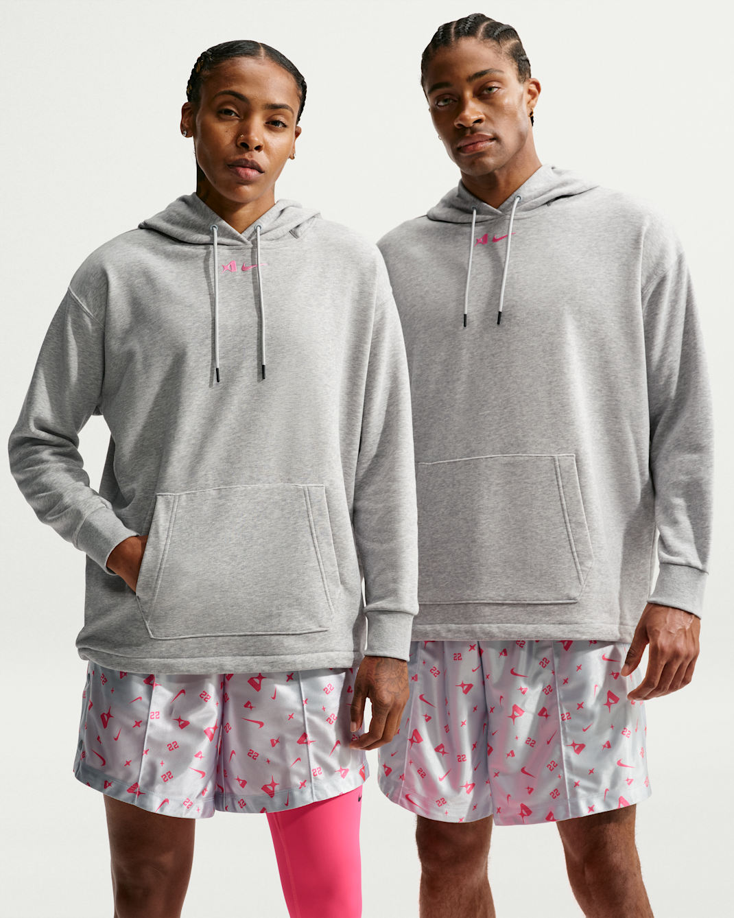 A'ja Wilson Sudadera con capucha de baloncesto - Mujer - Pure Platinum/Heather/Hyper Pink
