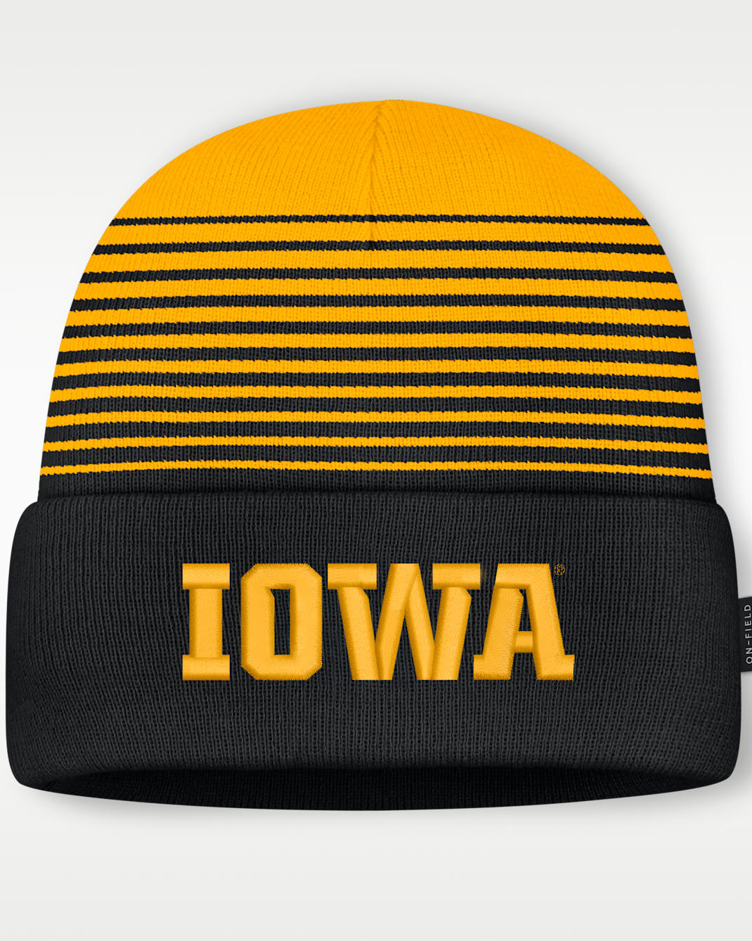 Iowa Sideline Utility Men's Nike College Cuffed Beanie - Black/University Gold