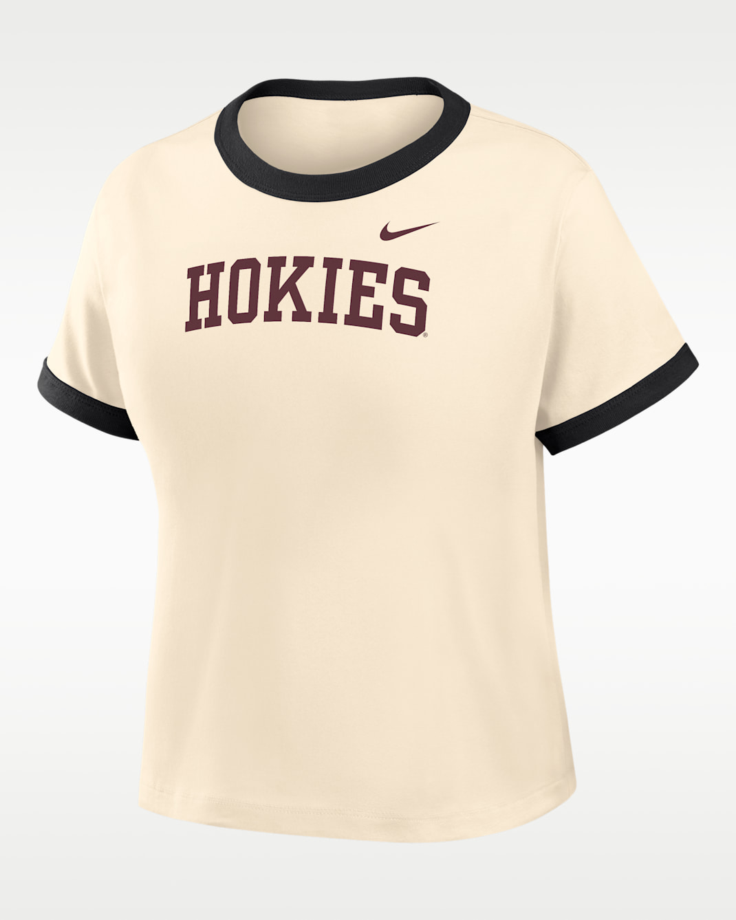 Nike College (Virginia Tech Women's Ringer T-Shirt - Natural/Black