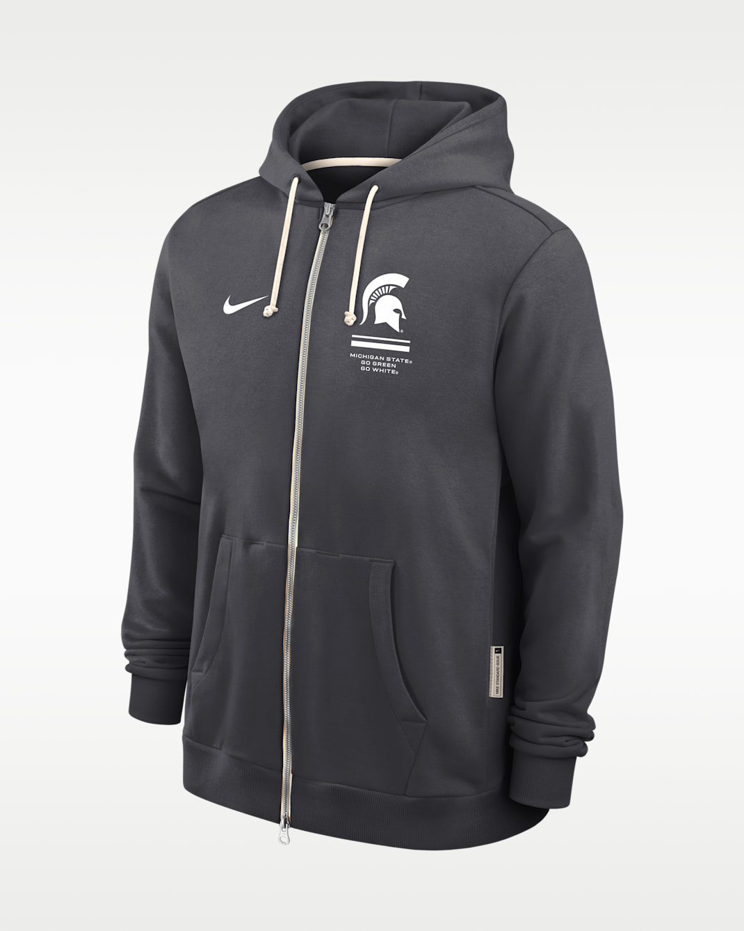 Sudadera con gorro universitaria Nike Dri-FIT de cierre completo para hombre Michigan State Sideline Standard Issue - Antracita