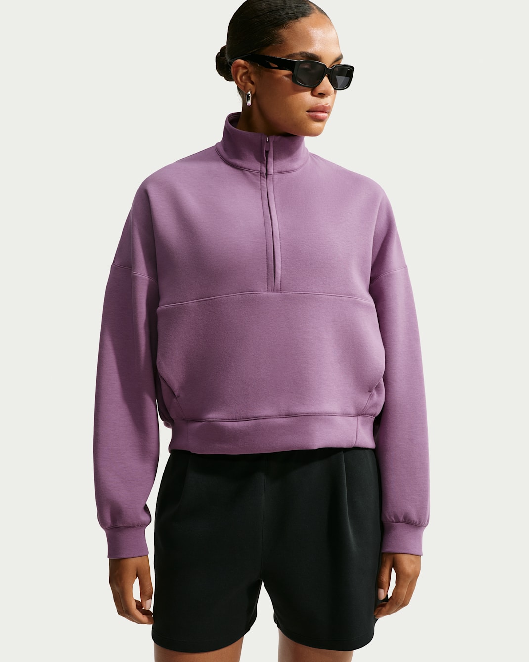 Nike 24.7 ImpossiblySoft Women's Dri-FIT Oversized 1/2-Zip Top - Violet Dust/Pro Purple