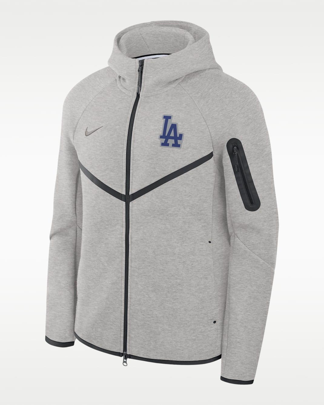 Los Angeles Dodgers Tech Fleece Windrunner Men's Nike MLB Full-Zip Hooded Jacket - Dark Grey Heather