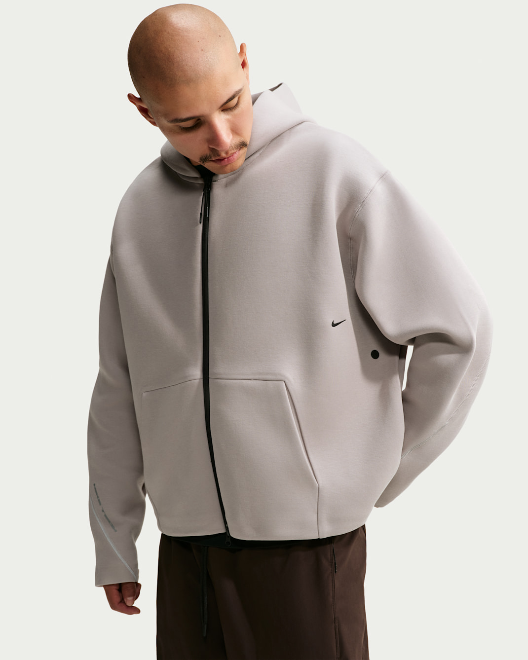 Sudadera con gorro de tejido Fleece de cierre completo para hombre Nike Tech - Gris universitario/Negro