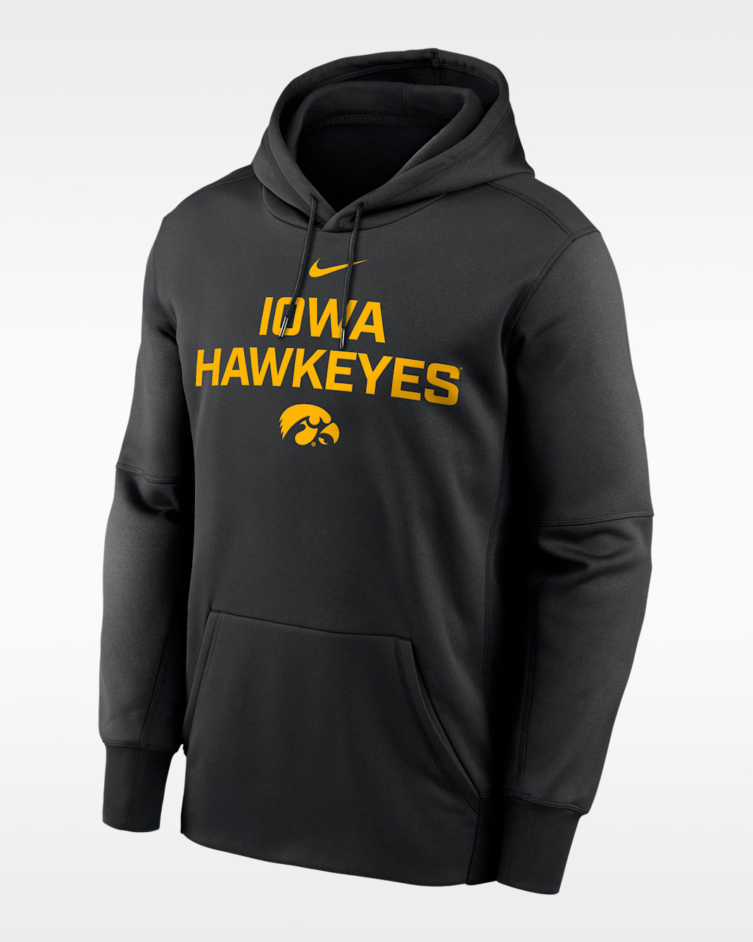 Iowa Team Stacked Men’s Nike Therma College Pullover Hoodie - Black