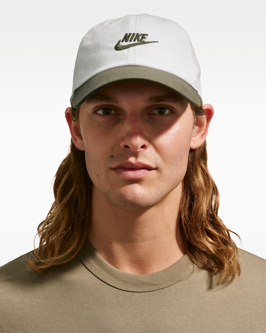 Nike Club Unstructured Futura Wash Cap - White/Medium Olive/Medium Olive