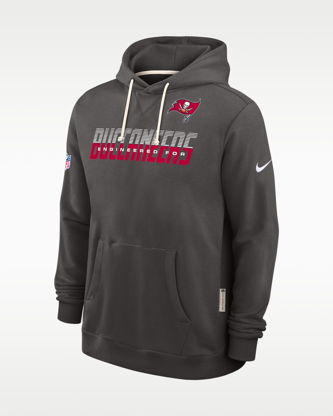 Sudadera con gorro sin cierre Nike Dri-FIT de la NFL para hombre Tampa Bay Buccaneers Sideline Standard Issue - Peltre