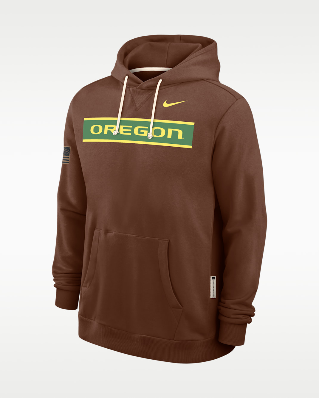 Sudadera con gorro sin cierre universitaria Nike Dri-FIT para hombre Oregon 2026 Military Appreciation Standard Issue - Marrón