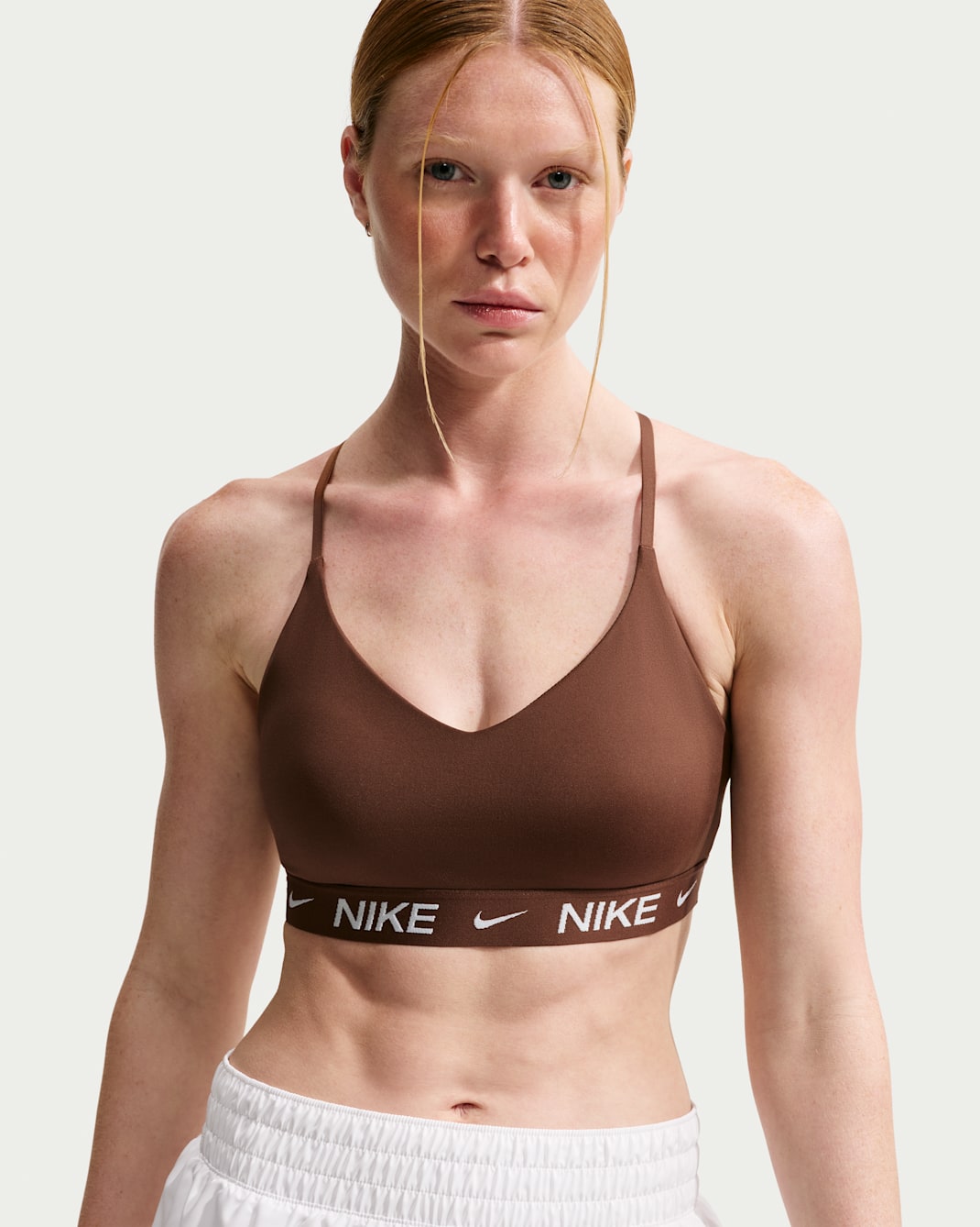 Nike Indy Light-Support Women's Padded Adjustable Sports Bra - Cacao Wow