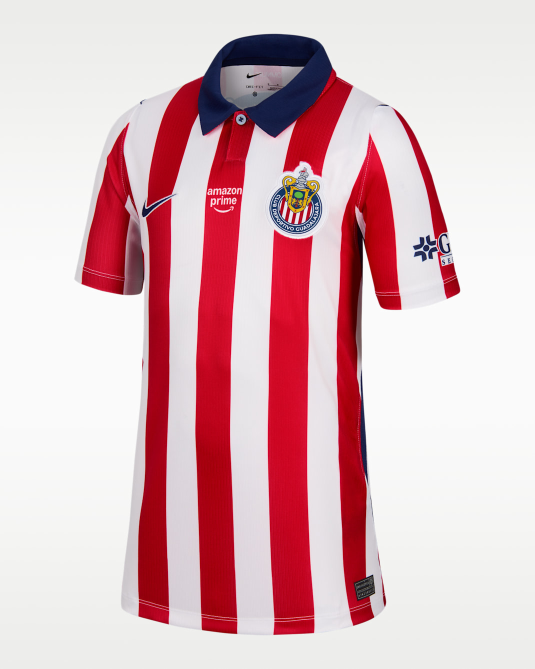 Jersey de futbol Nike Dri-FIT Replica del C.D. Guadalajara local 2026/27 Stadium para niños talla grande - Blanco/Rojo velocidad/Azul fiel