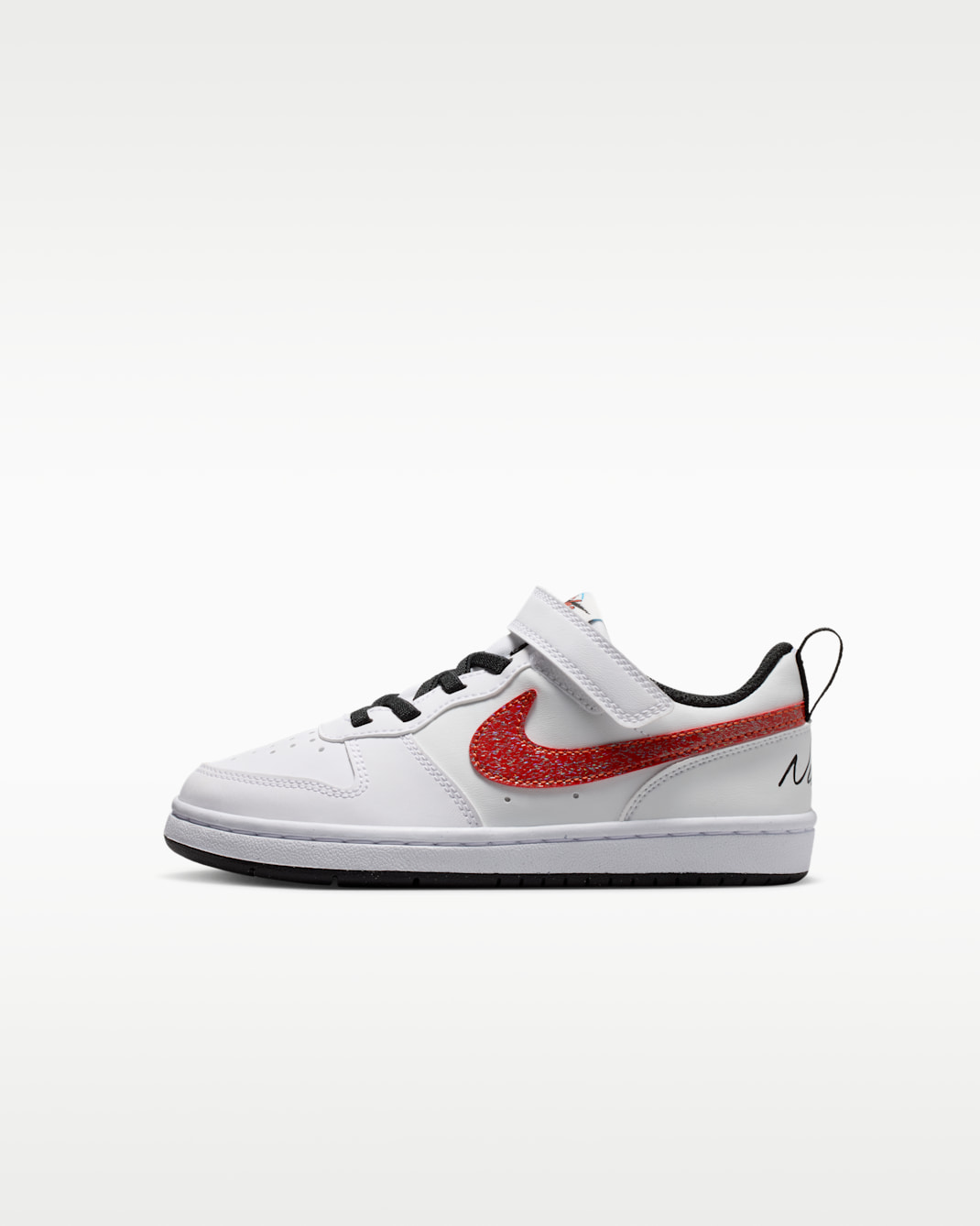 Nike Court Borough Low Little Kids' Shoes - White/Picante Red/Barely Volt/Current Blue
