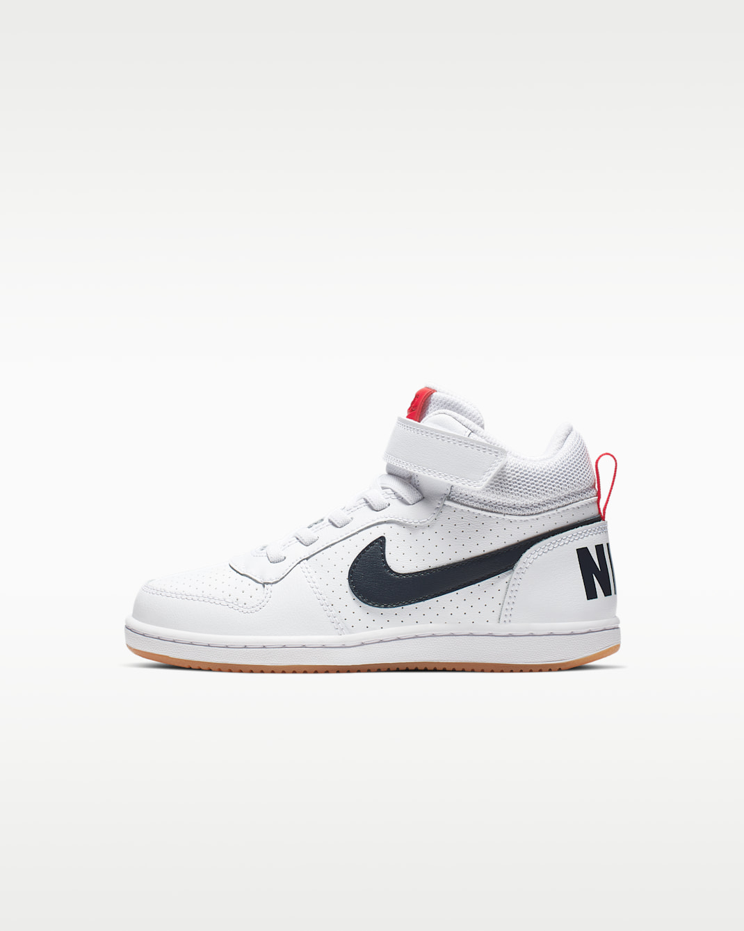 Nike Court Borough Mid Little Kids' Shoes - White/University Red/Gum Light Brown/Obsidian