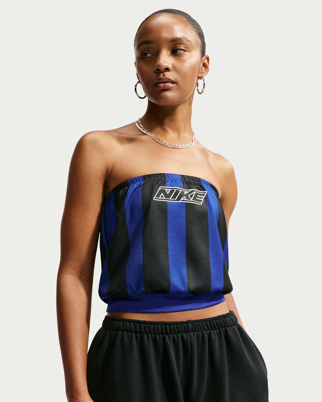 Nike Sportswear Women's Slim Striped Jersey Tube Top - Old Royal/Black/White