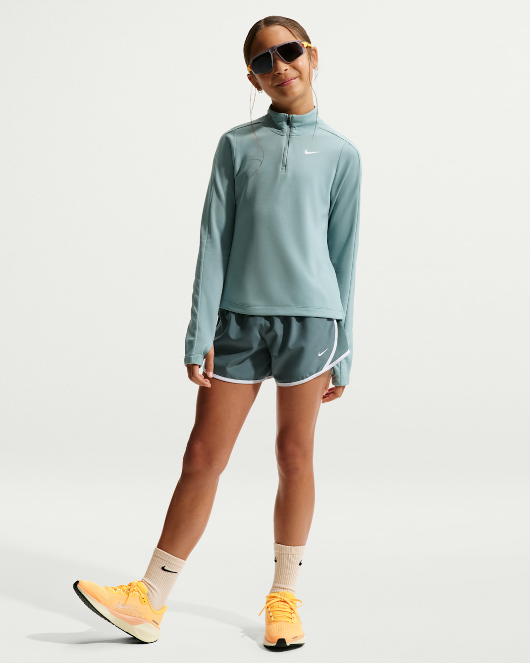 Nike Tempo Big Kids' (Girls') Dri-FIT Running Shorts - Mineral Slate/Mineral Slate/White/White