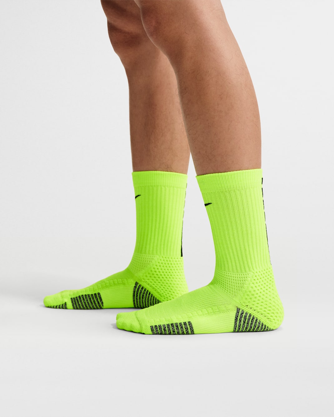Nike Elite 2.0 Cushioned Crew Socks (1 Pair) - Volt/Light Smoke Grey/Black