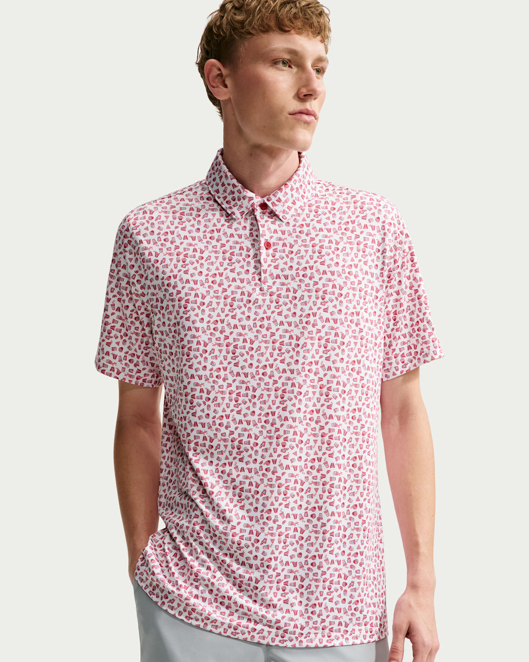Nike Velocity Dri-FIT-golfpolo med mikromønster til mænd - Gym Red/Gym Red/hvid