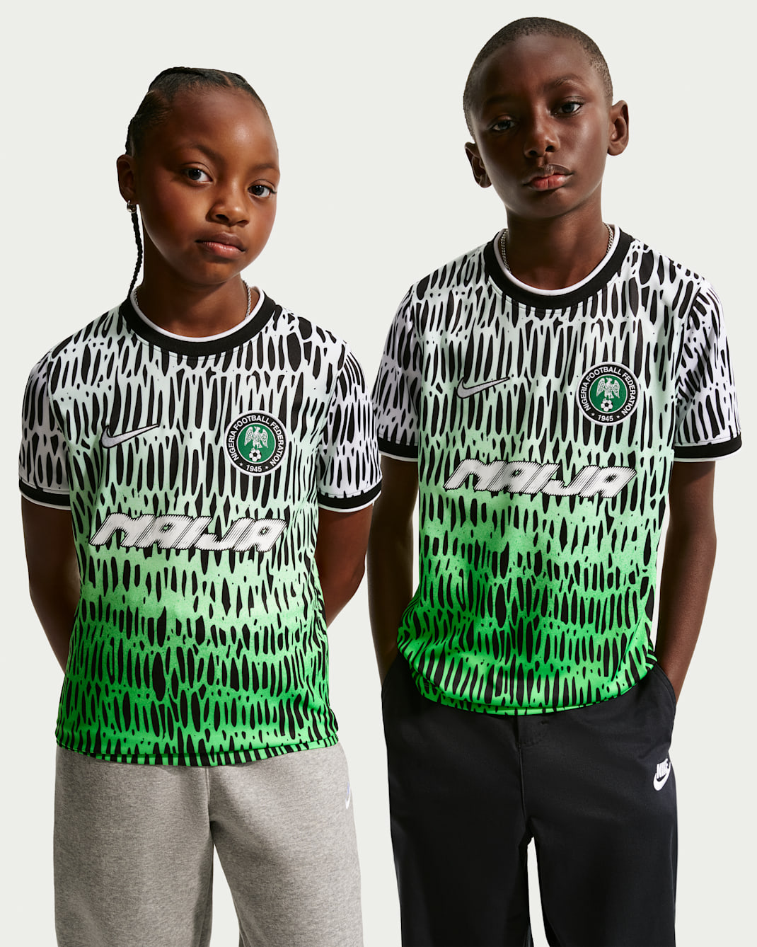 Nike x Nigeria x Slawn Older Kids' Dri-FIT Short-Sleeve Football Top - Black/White