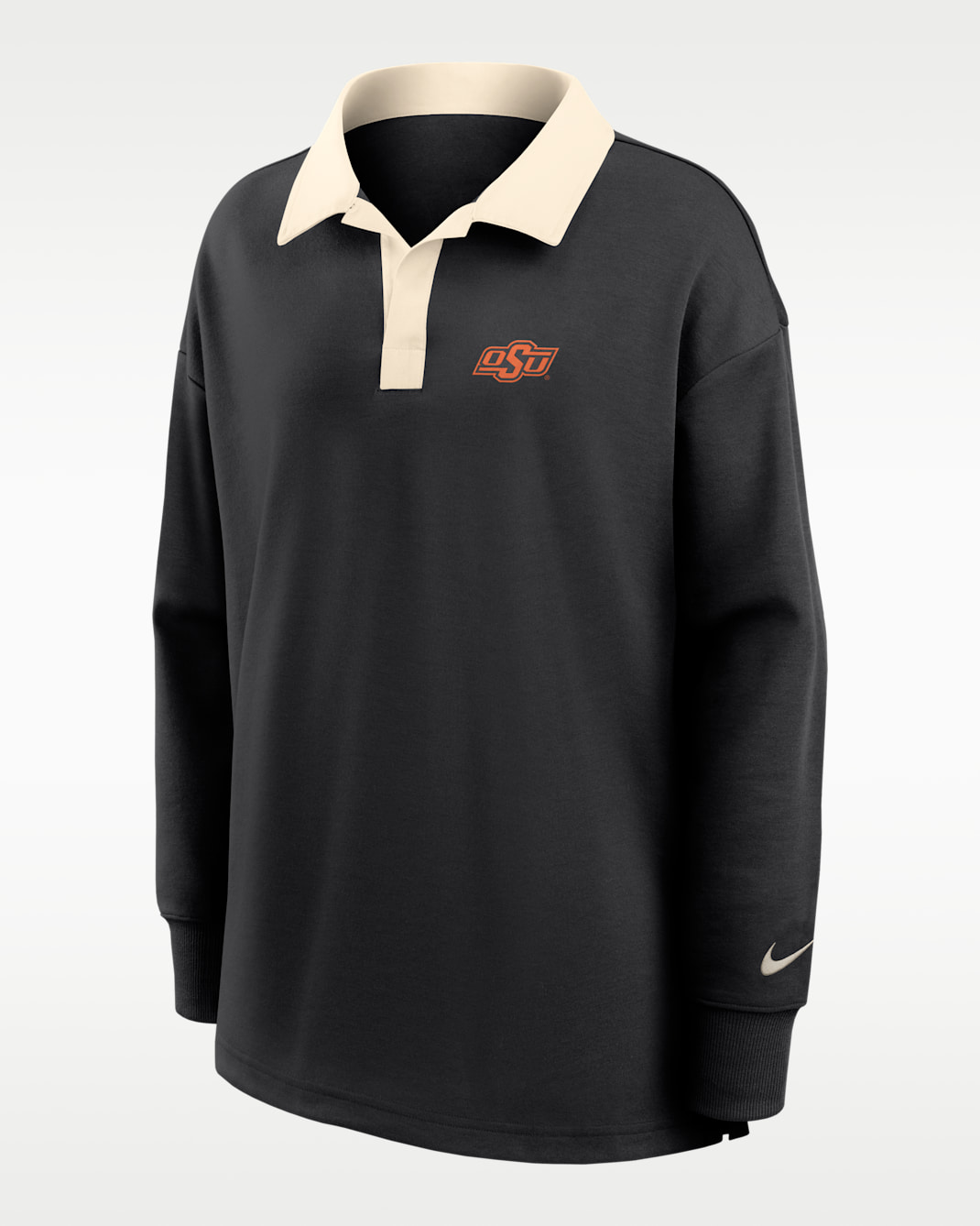 Oklahoma State Women's Nike Dri-FIT Oversized Long-Sleeve Polo - Black