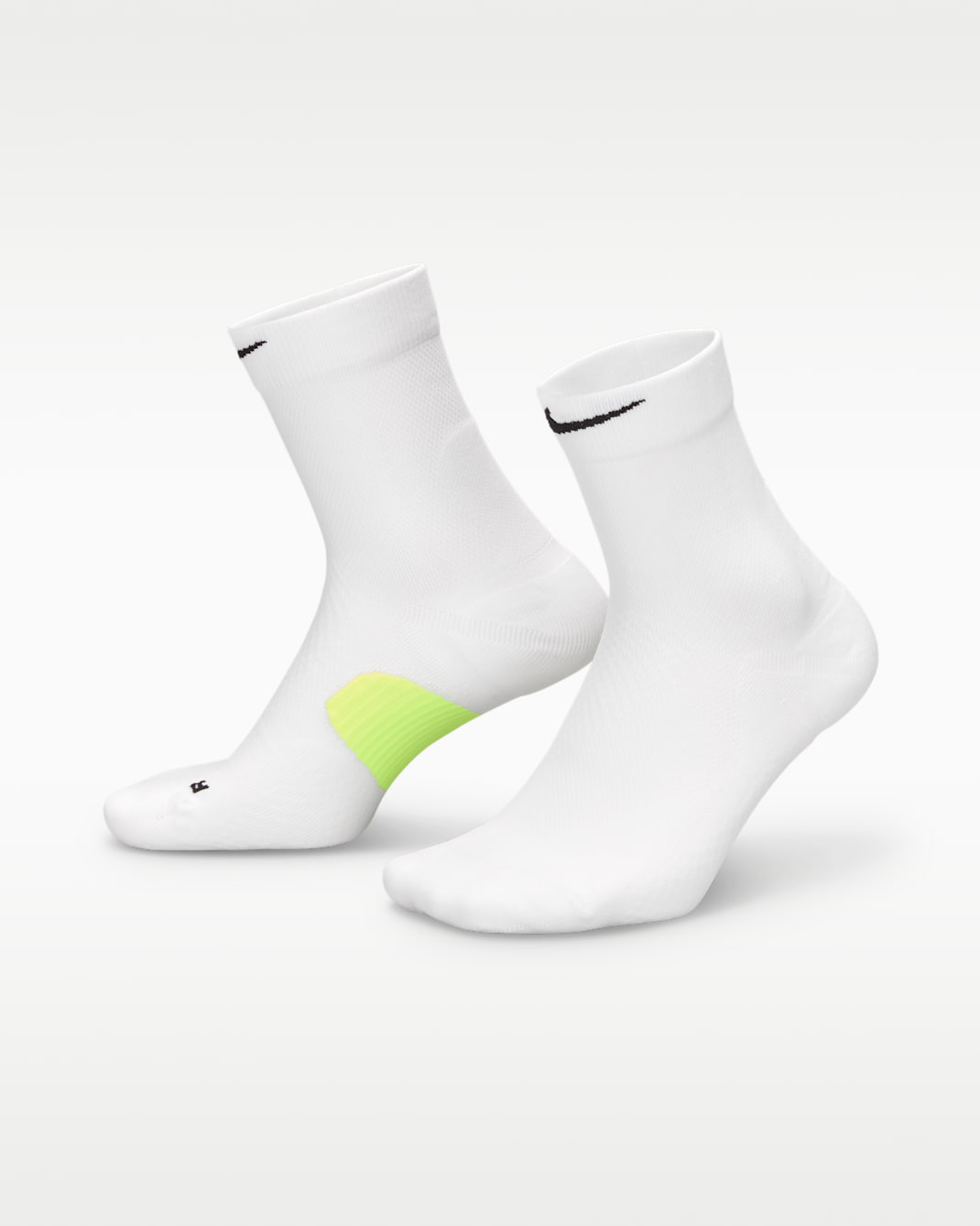 Nike Running Midweight Micro Crew Socks (1 Pair) - White/Volt/Black
