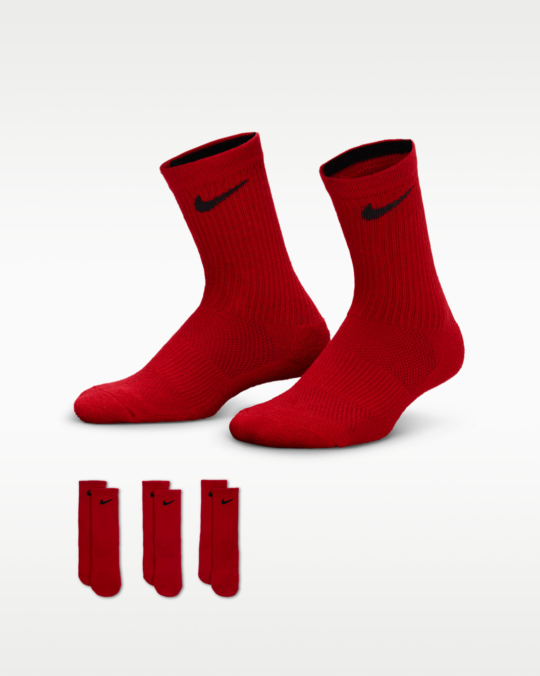 Nike Dri-FIT Elite Little Kids' Crew Socks (3 Pairs) - University Red