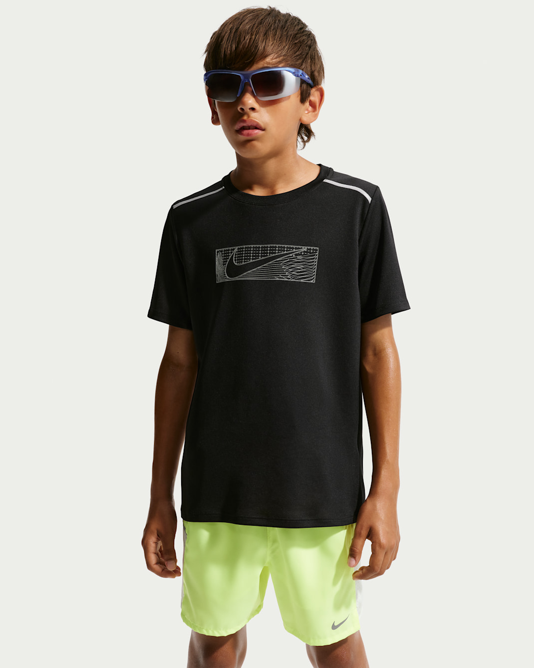 Camisola de manga curta Nike Miler Júnior (Rapaz) - Preto/Preto
