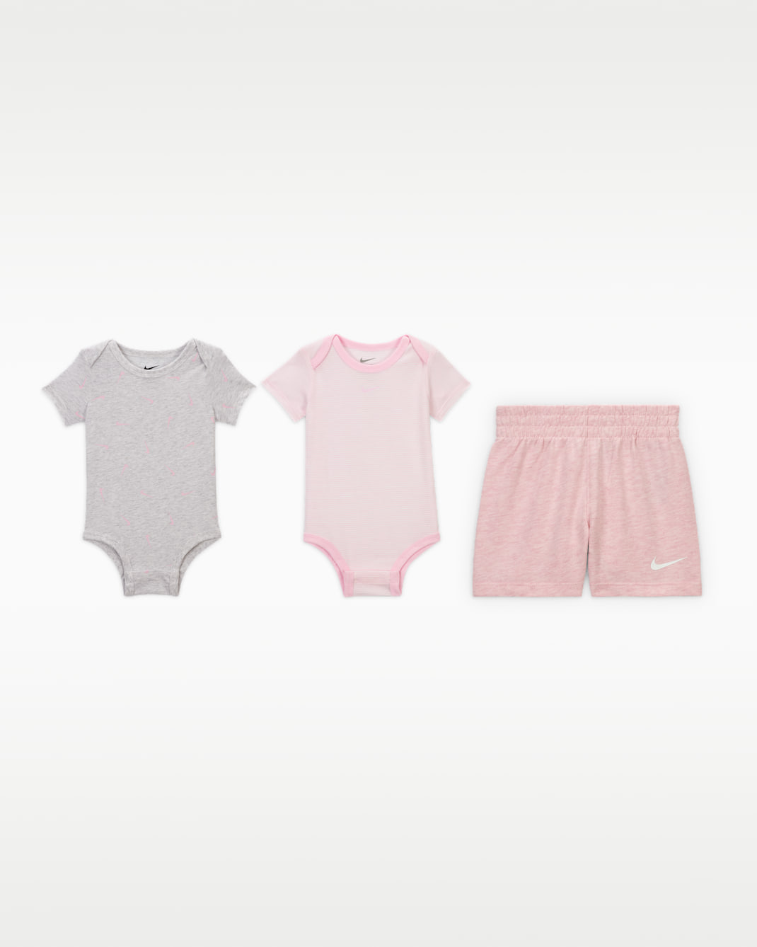 Nike Essentials Baby 3-Piece Striped Swooshfetti Set - Pink Foam