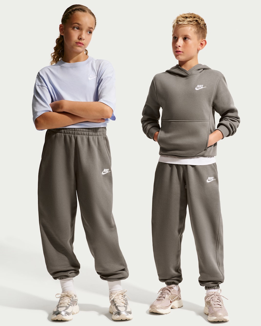 Nike Sportswear Club Fleece Big Kids' Loose Pants - Cave Stone/White