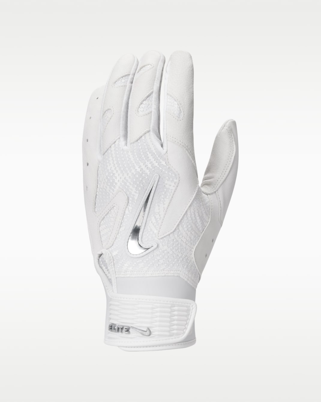 Nike Alpha Elite 2.0 Baseball Batting Gloves - White/White/White/Metallic Silver