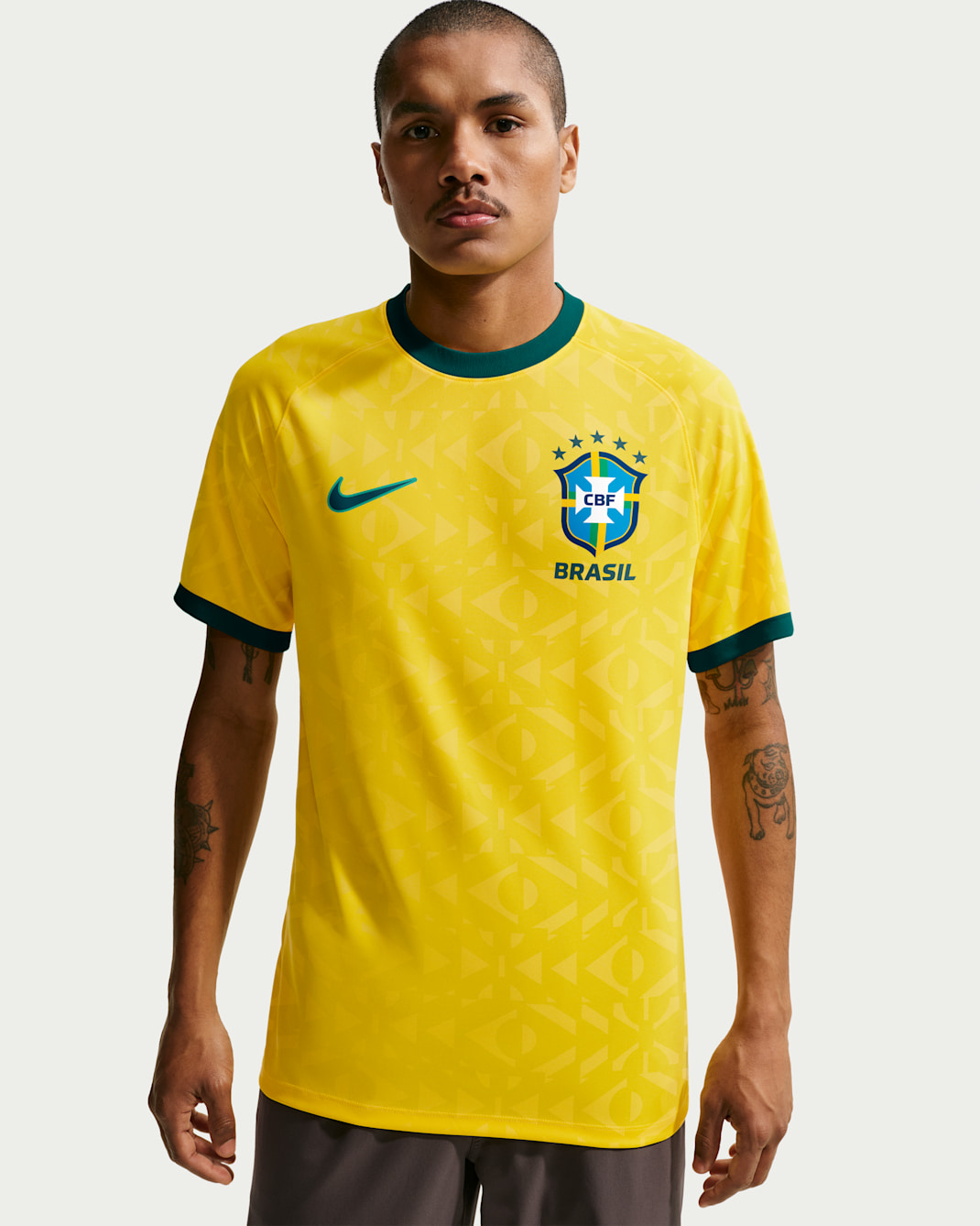 Brazil Men's Nike Soccer Short-Sleeve Supporter's Top - Canary/Light Menta/Geode Teal