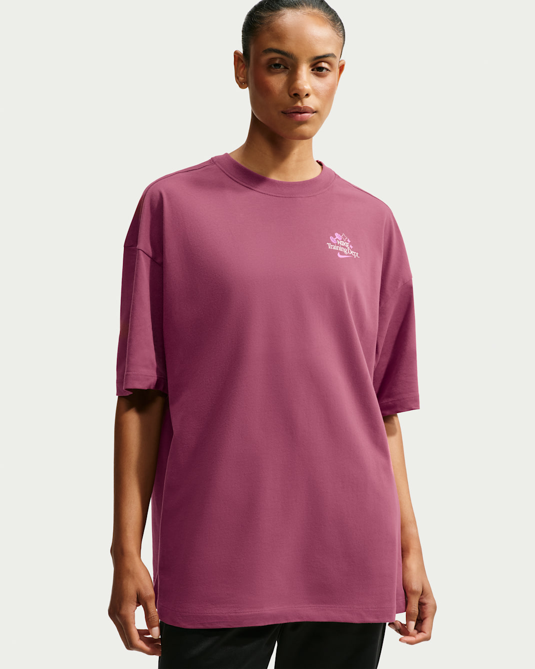 Playera Dri-FIT oversized para mujer Nike - Rosa humo