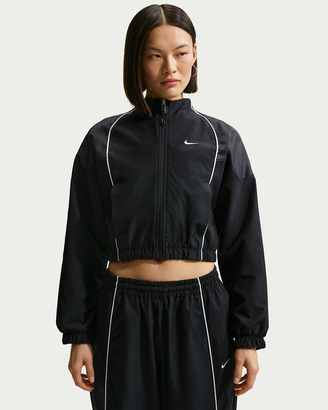 เสื้อแจ็คเก็ตวอร์มผู้หญิงรัดรูป Nike Sportswear - ดำ/ดำ/ดำ/Sail