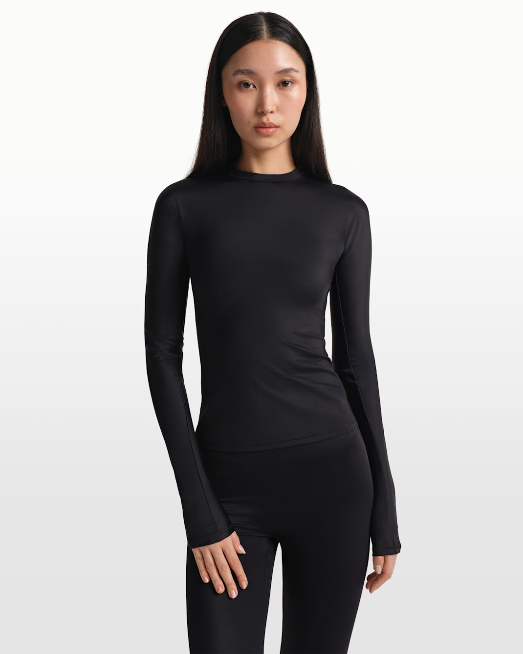 NikeSKIMS Shine Women's Long-Sleeve Crew-Neck Top - NSKM OBSIDIAN