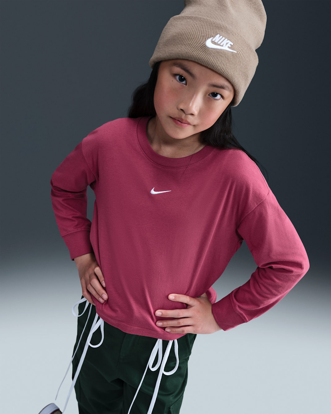 Nike Sportswear Essential Big Kids' (Girls') Long-Sleeve T-Shirt - Sweet Beet