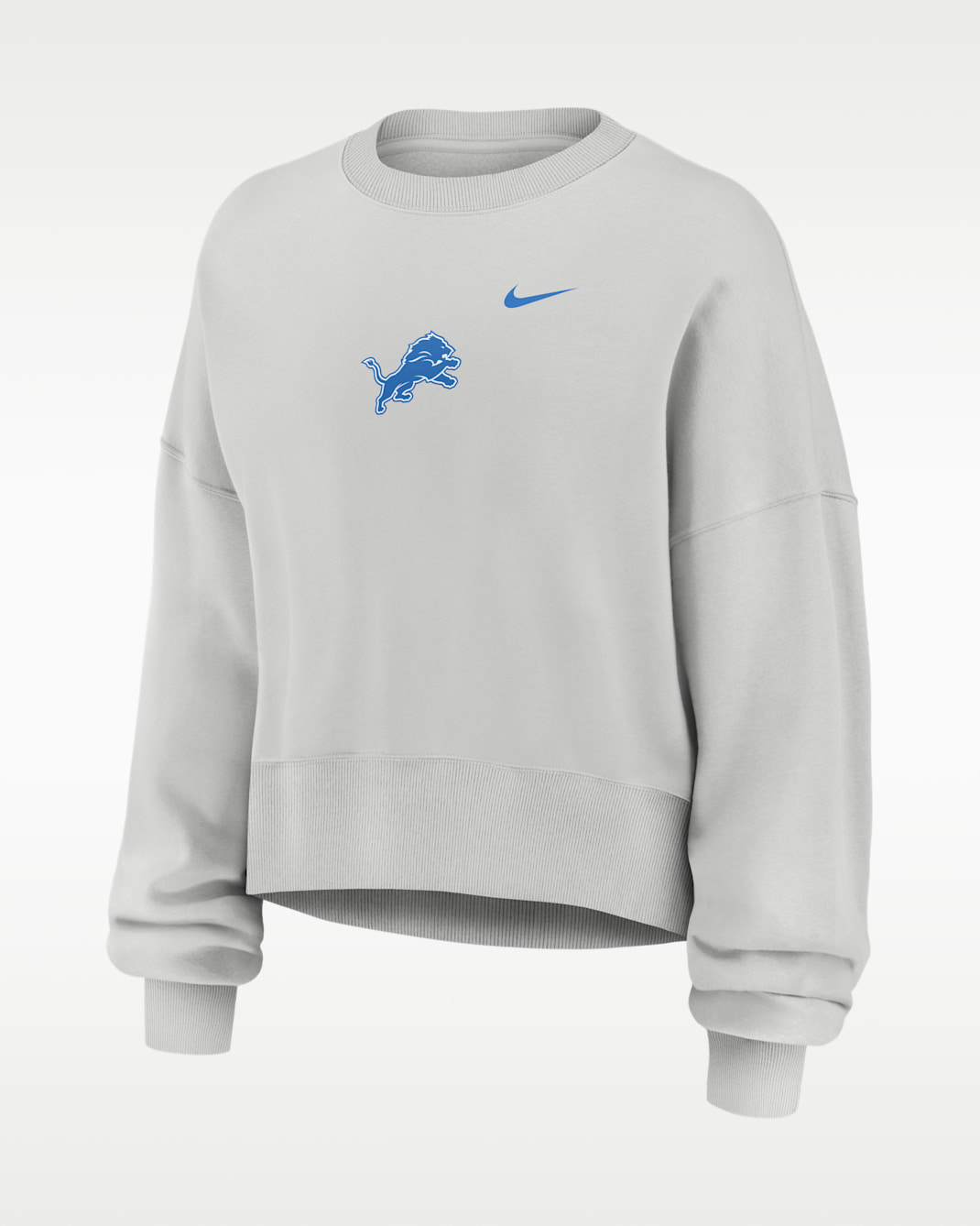 Sudadera de cuello redondo sin cierre Nike de la NFL oversized para mujer Detroit Lions Primetime Phoenix - Gris