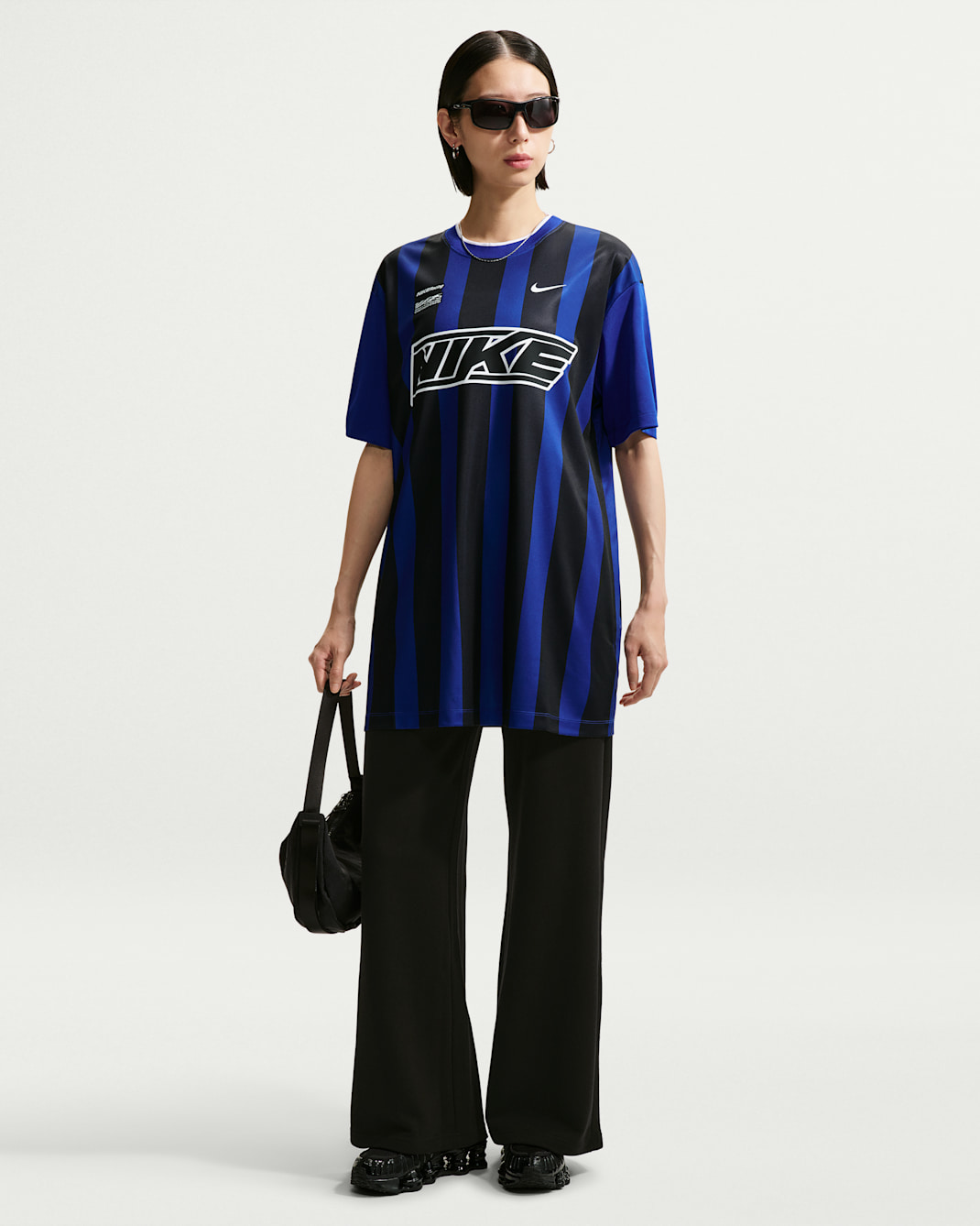Nike Studio Fleece Lightweight 'French Terry' Women's Mid-Rise Wide-Leg Trousers - Total Black/Sail