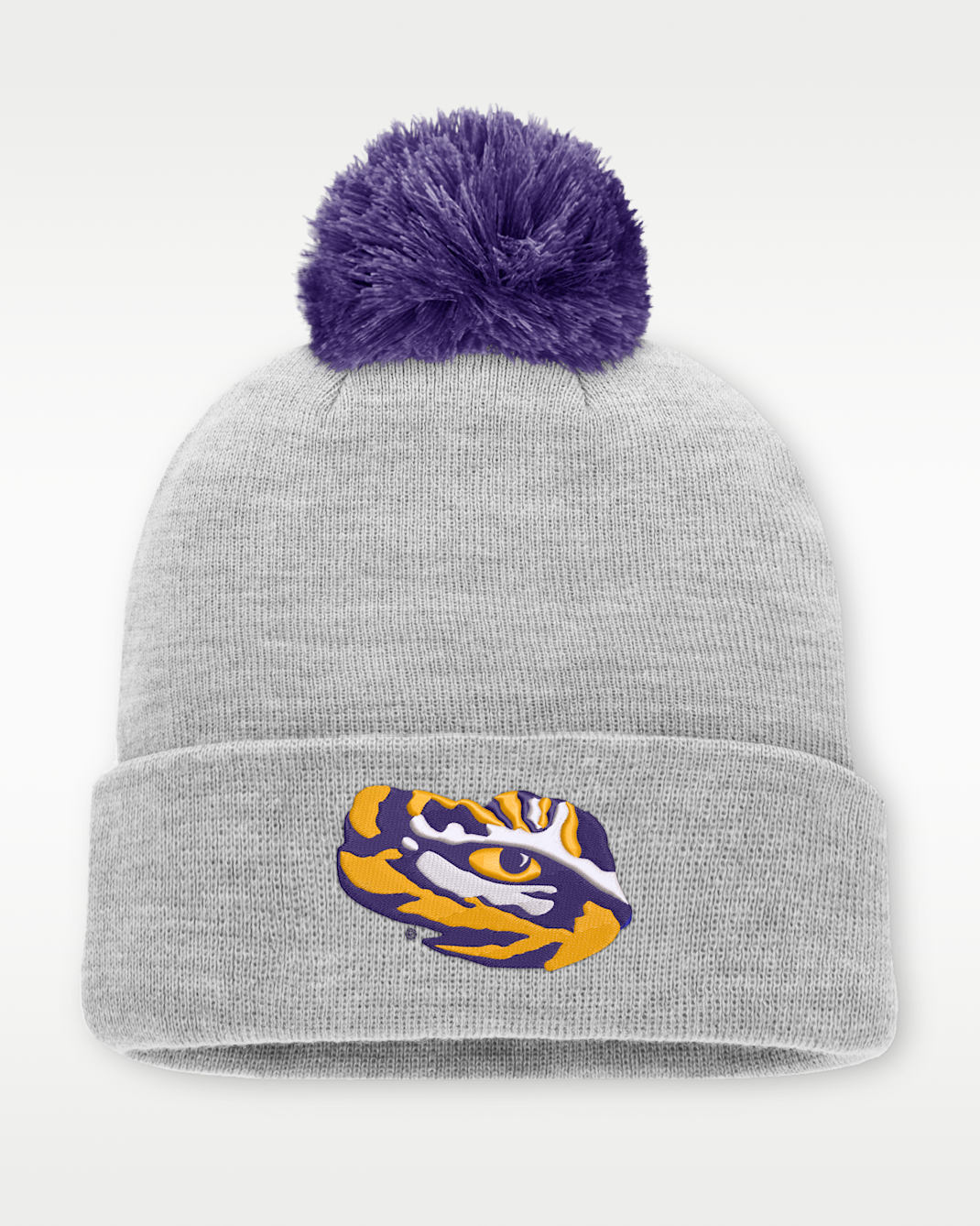 LSU Peak Men's Nike College Cuffed Beanie - Grey Heather