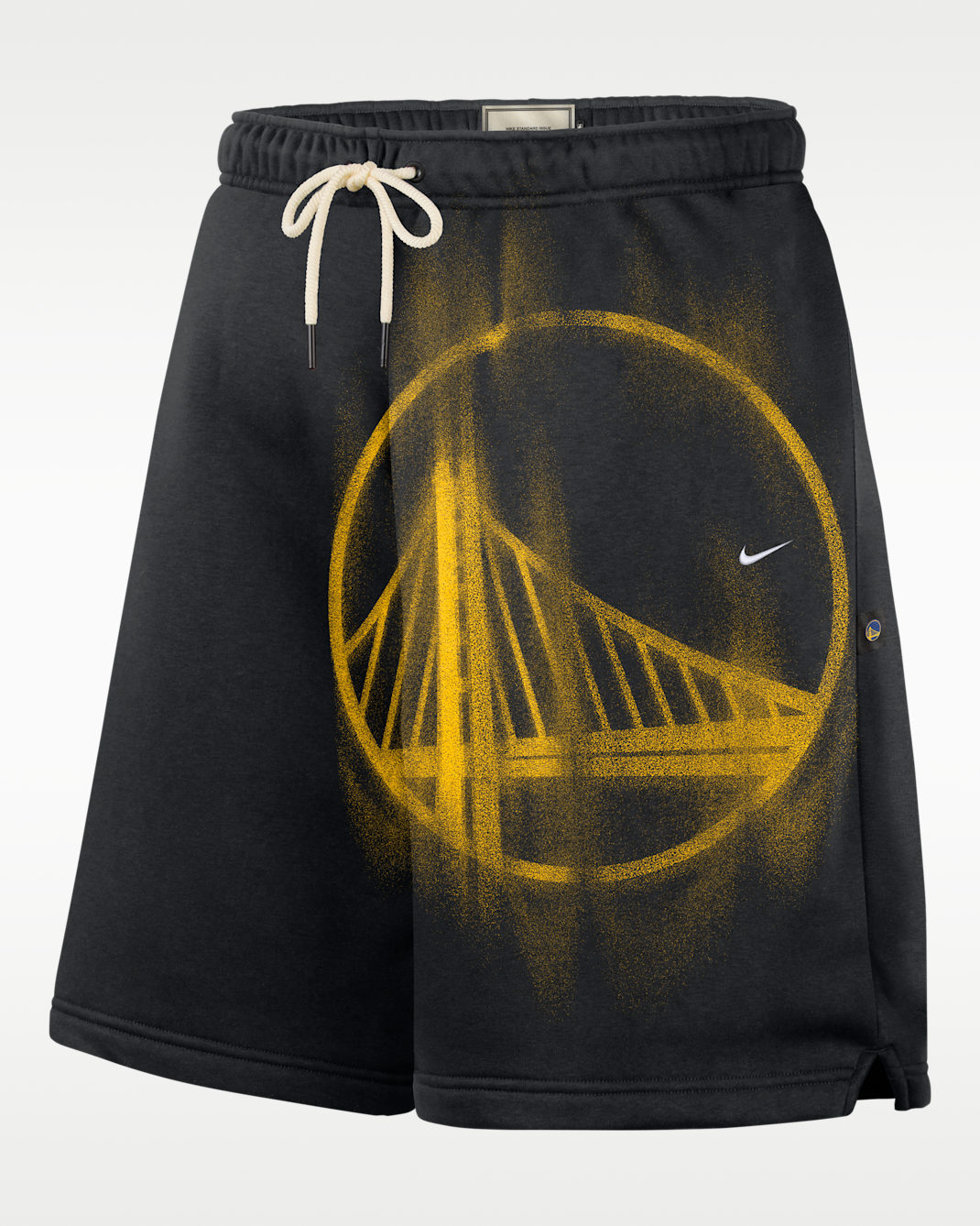 Golden State Warriors Standard Issue Nike Men's Fleece Basketball Shorts - Black/White