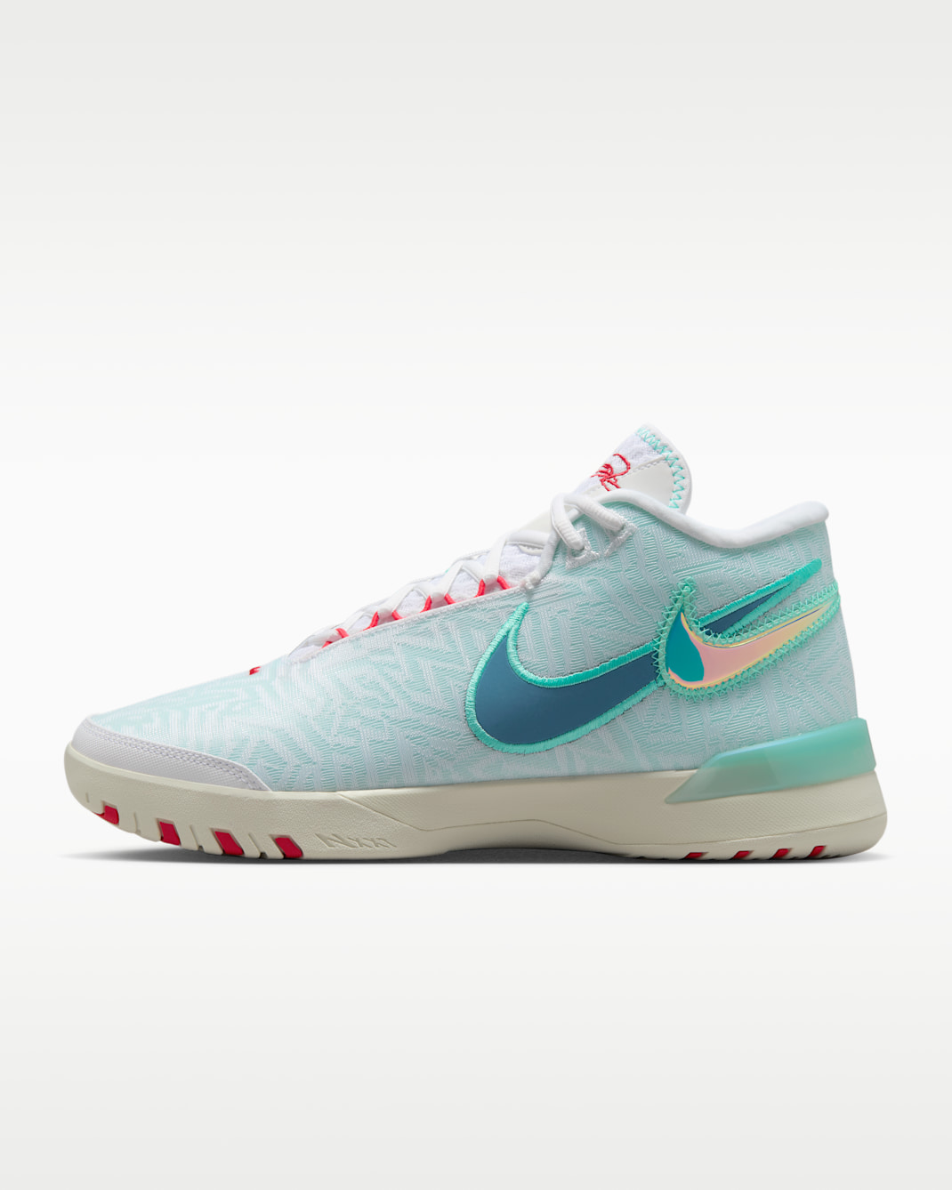 レブロン NXXT ジーニサス EP バスケットボールシューズ - ホワイト/オーロラグリーン/サイレンレッド/エーゲストーム