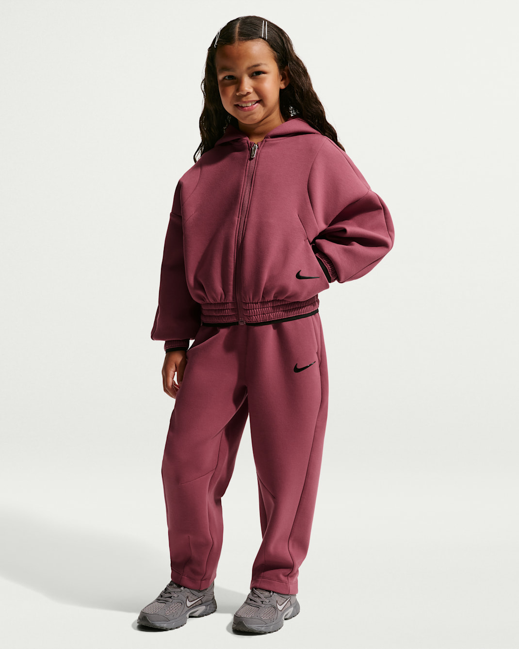 Nike Little Kids' Luxe Perform 2-Piece Full-Zip Hoodie Set - Pink Smoke