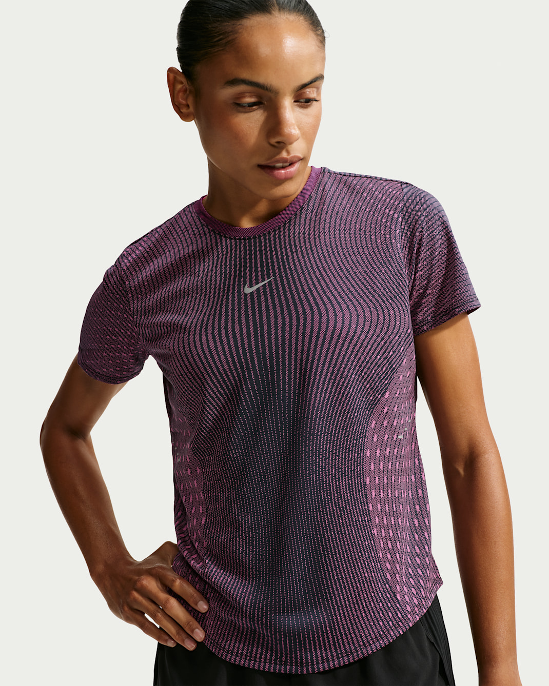 Nike Swift Aero-FIT Women's Short-Sleeve Running Top - Black/Hyper Pink