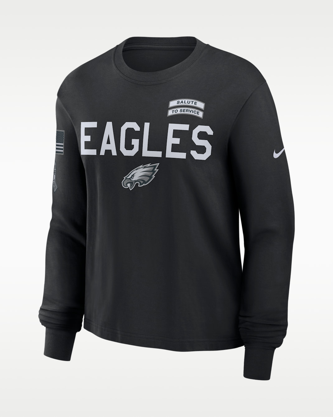 Philadelphia Eagles Salute to Service Sideline Women's Nike Dri-FIT NFL Long-Sleeve T-Shirt - Black