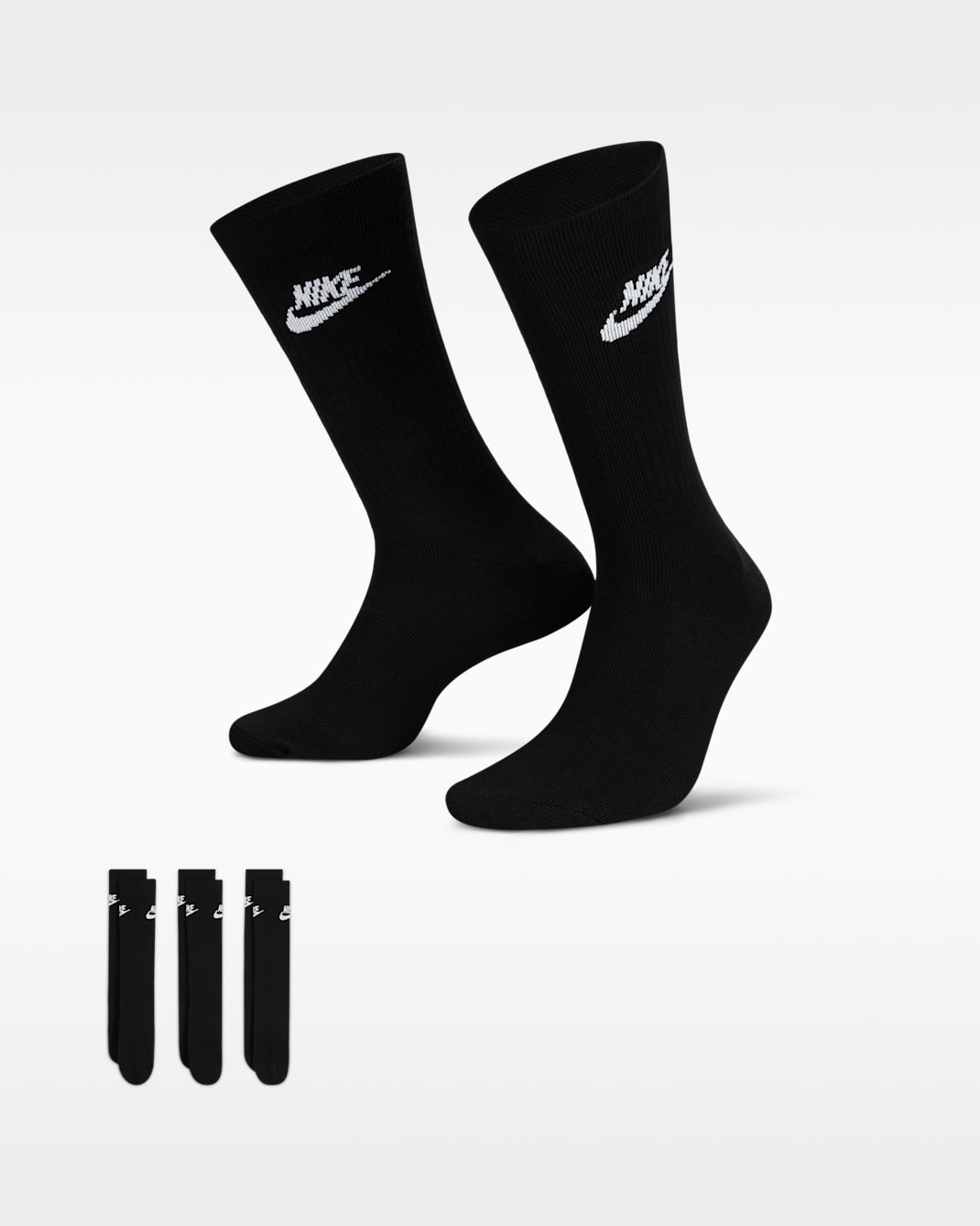 Nike Sportswear Everyday Essential Crew Socks (3 Pairs) - Black/White