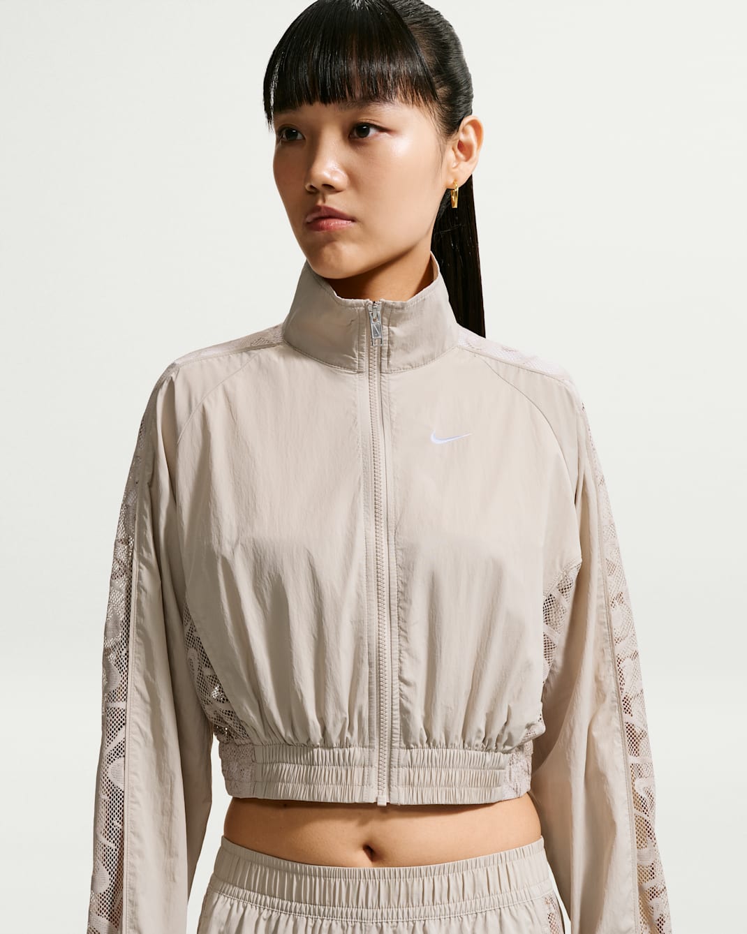 Nike Sportswear Women's Cropped Lace Tracksuit Jacket - Cream II/Cream II/White