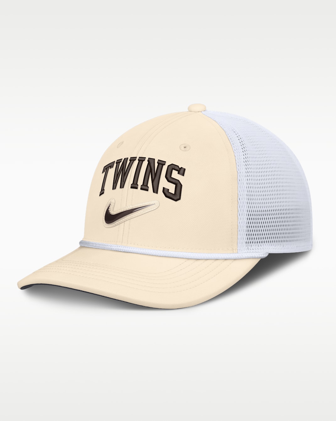 Gorra de rejilla Nike Dri-FIT de la MLB ajustable para hombre Minnesota Twins Rise - Natural/Blanco/Blanco
