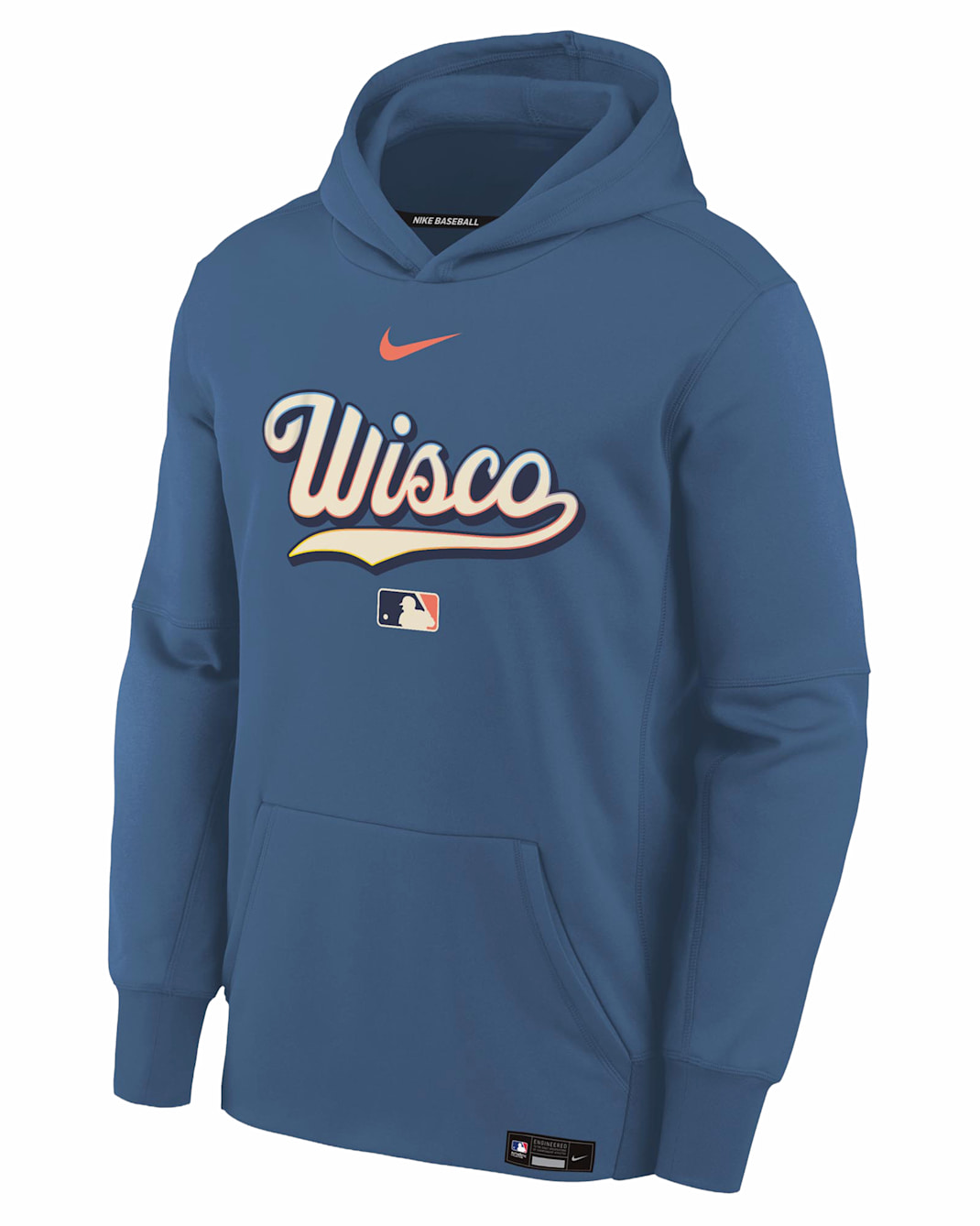 Milwaukee Brewers Authentic Collection City Connect Big Kids' Nike Therma-FIT MLB Pullover Hoodie - Navy