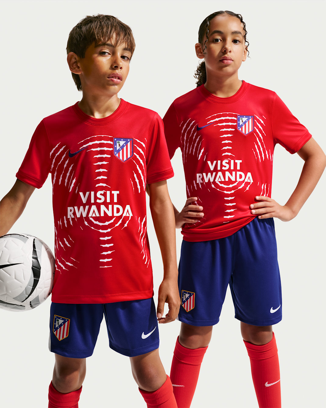Atlético Madrid Home Older Kids' Nike Dri-FIT Football Pre-Match Top - University Red/White/Deep Royal Blue