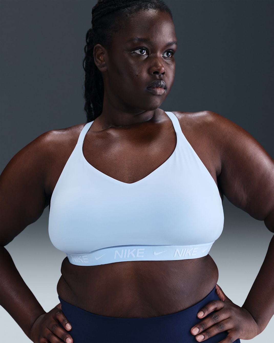 Nike Indy Light Support Women's Padded Adjustable Sports Bra (Plus Size) - Celestine Blue