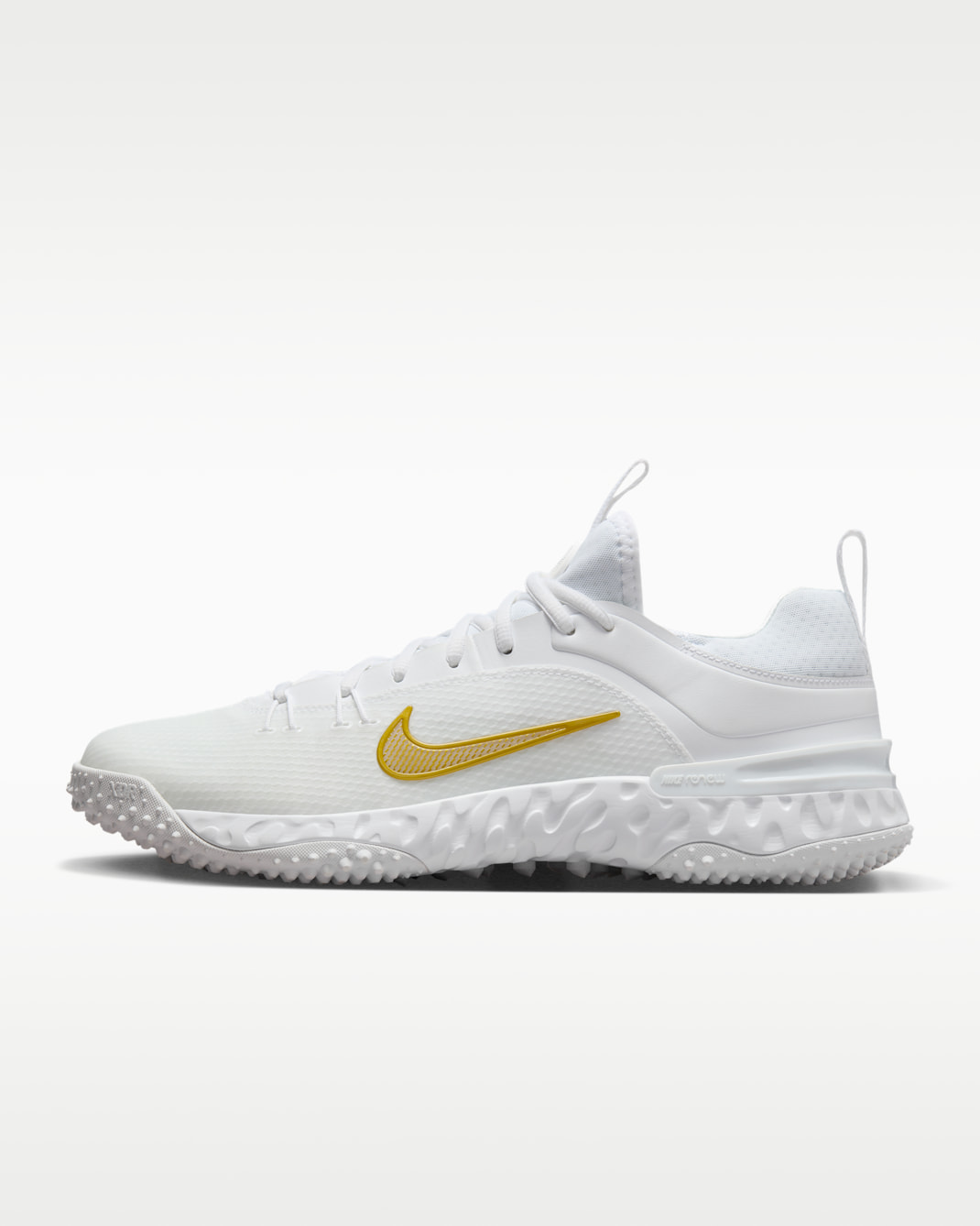 Tacos de lacrosse Nike Huarache 9 Elite TF LAX - Blanco/Blanco/Oro intenso metálico