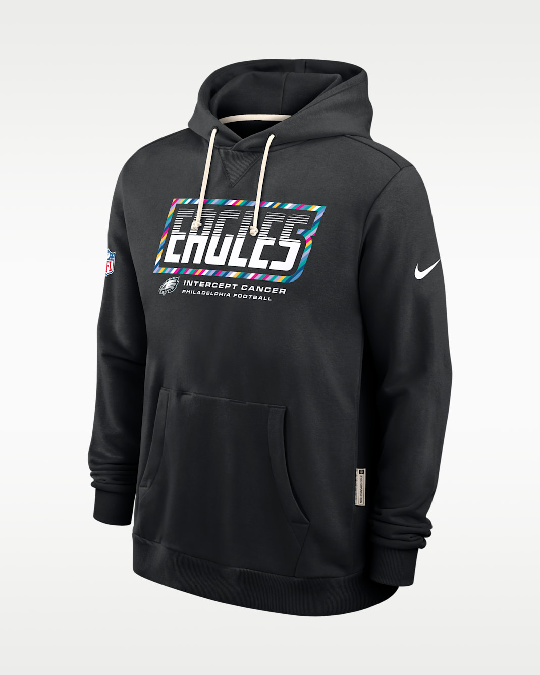 Philadelphia Eagles Crucial Catch Sideline Standard Issue Men's Nike Dri-FIT NFL Pullover Hoodie - Black